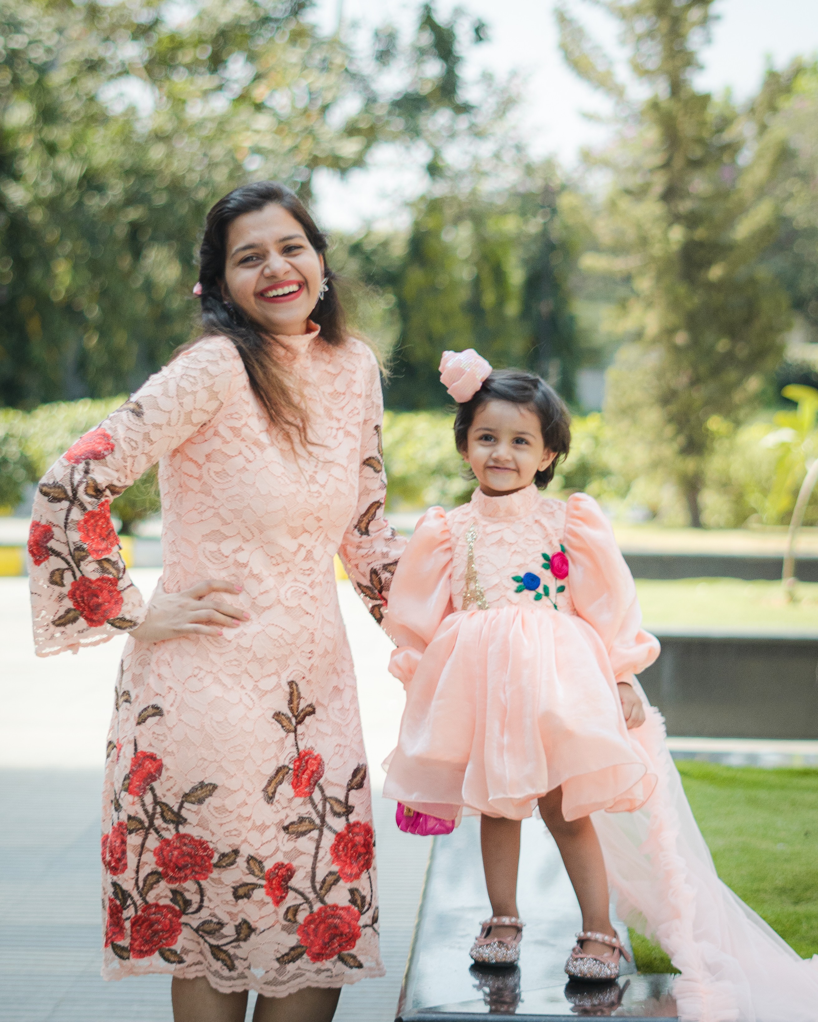 Lilac Whimsy Mother-Daughter Dress Set with Charming Rose Detail Lilac Whimsy Mother-Daughter Dress Set with Charming Rose Detail