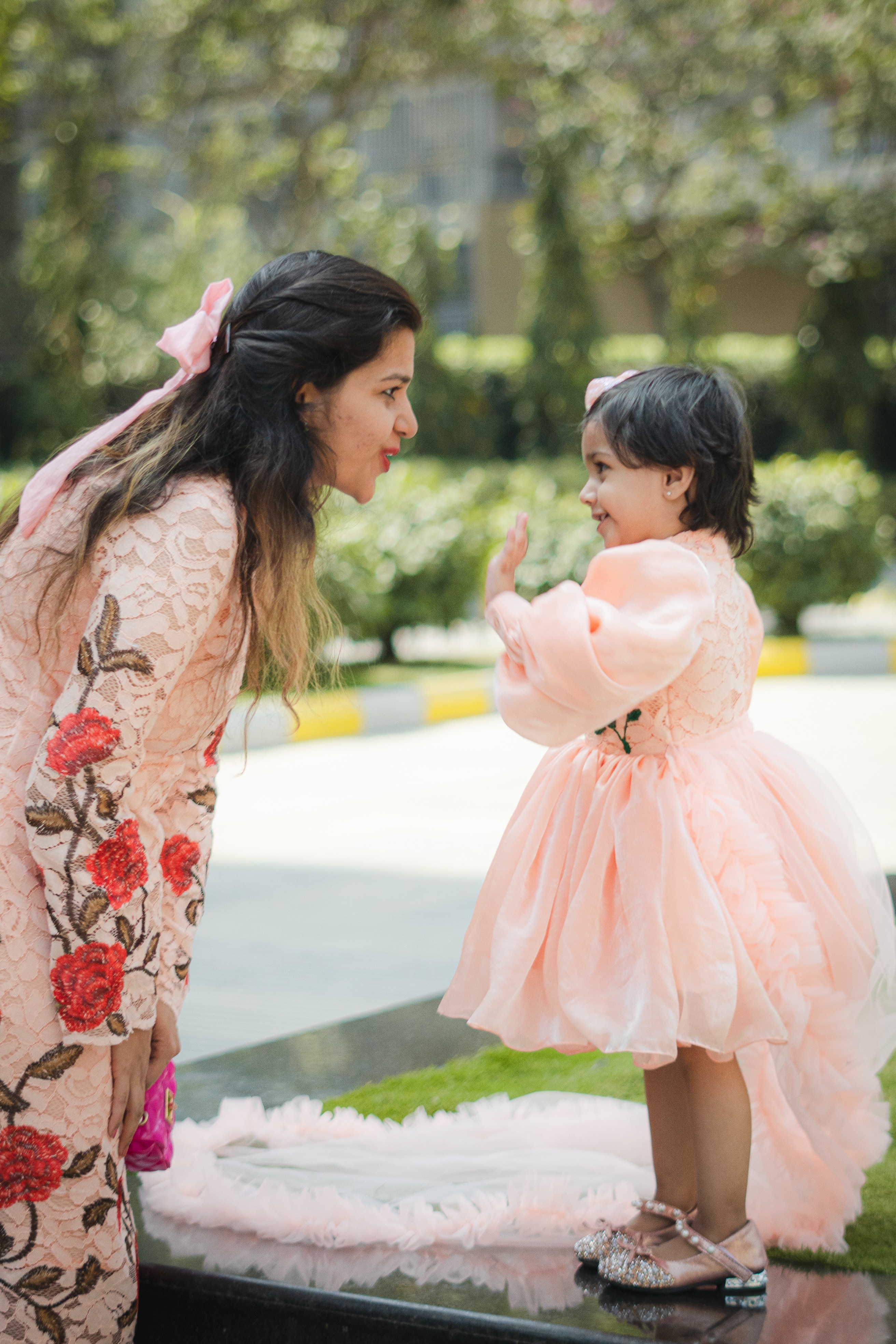 Lilac Whimsy Mother-Daughter Dress Set with Charming Rose Detail Lilac Whimsy Mother-Daughter Dress Set with Charming Rose Detail