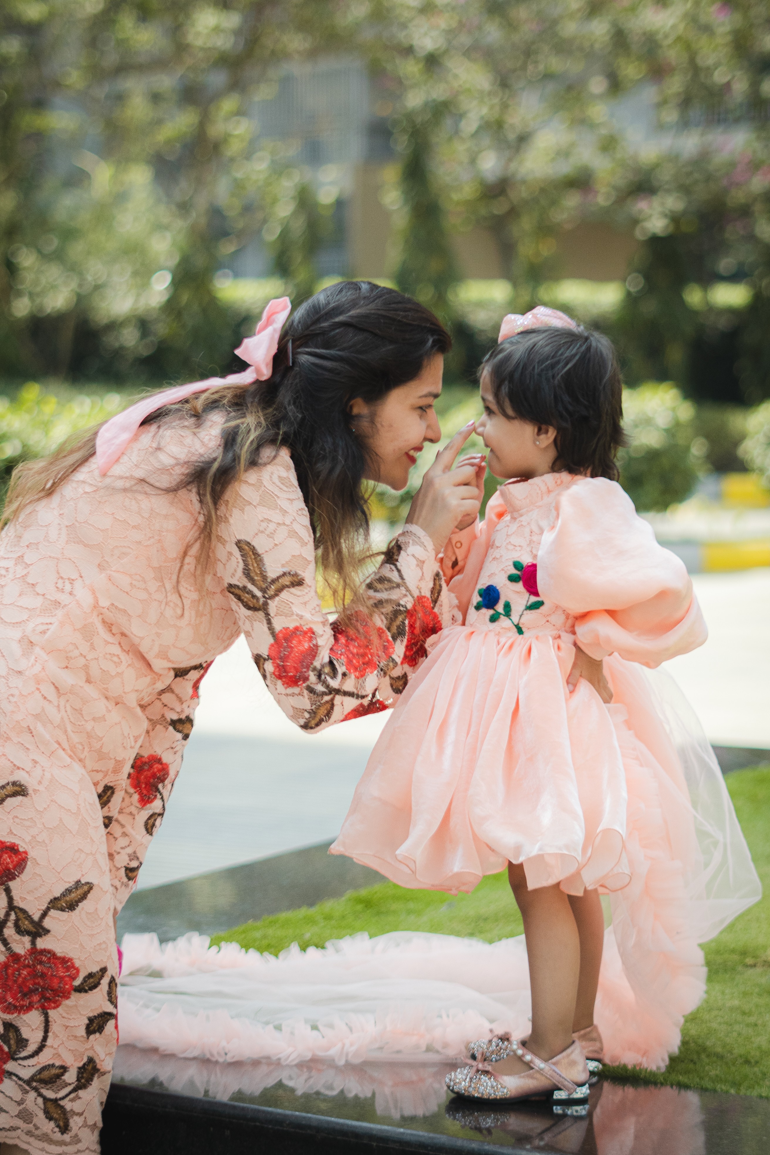 Lilac Whimsy Mother-Daughter Dress Set with Charming Rose Detail Lilac Whimsy Mother-Daughter Dress Set with Charming Rose Detail