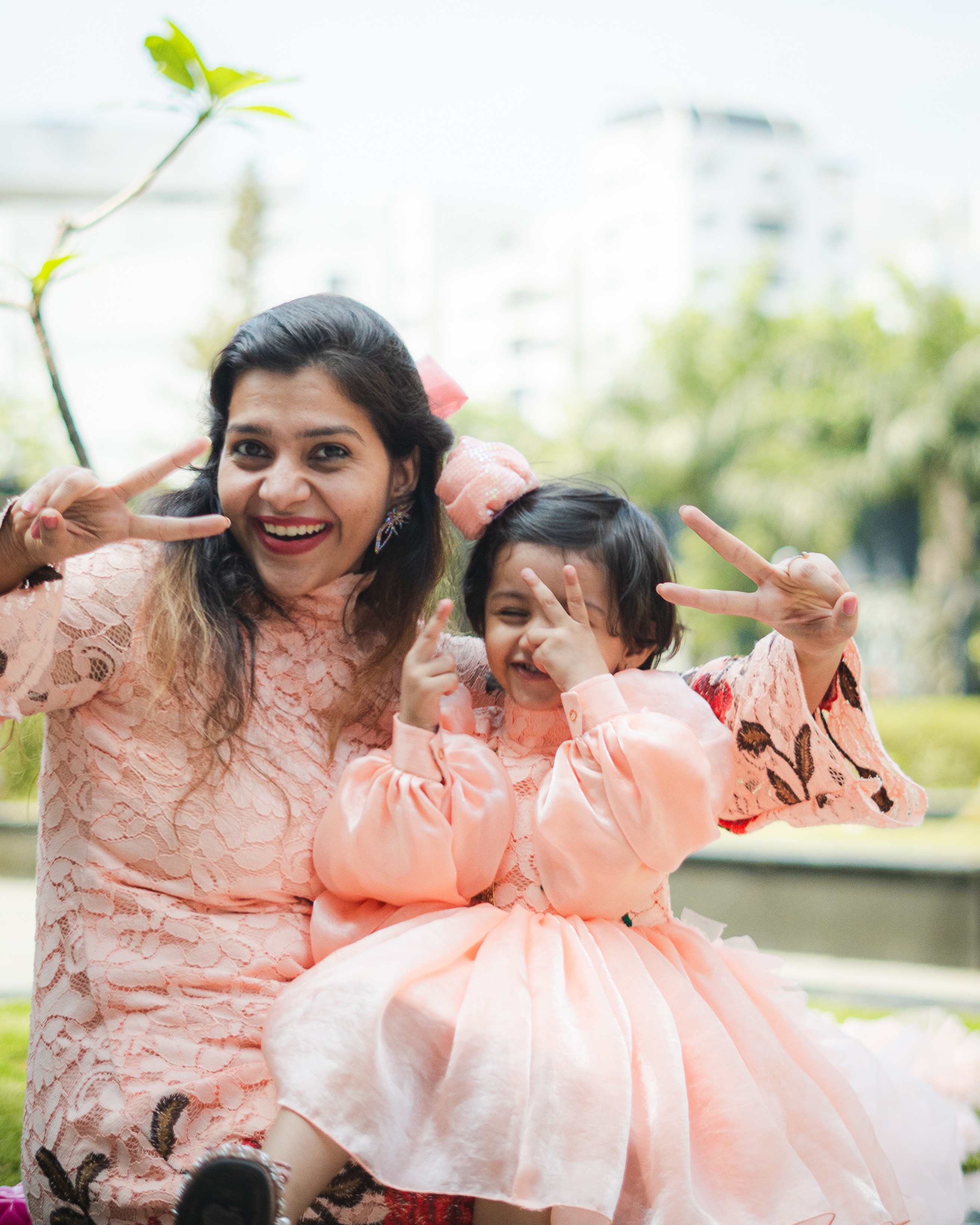Lilac Whimsy Mother-Daughter Dress Set with Charming Rose Detail Lilac Whimsy Mother-Daughter Dress Set with Charming Rose Detail
