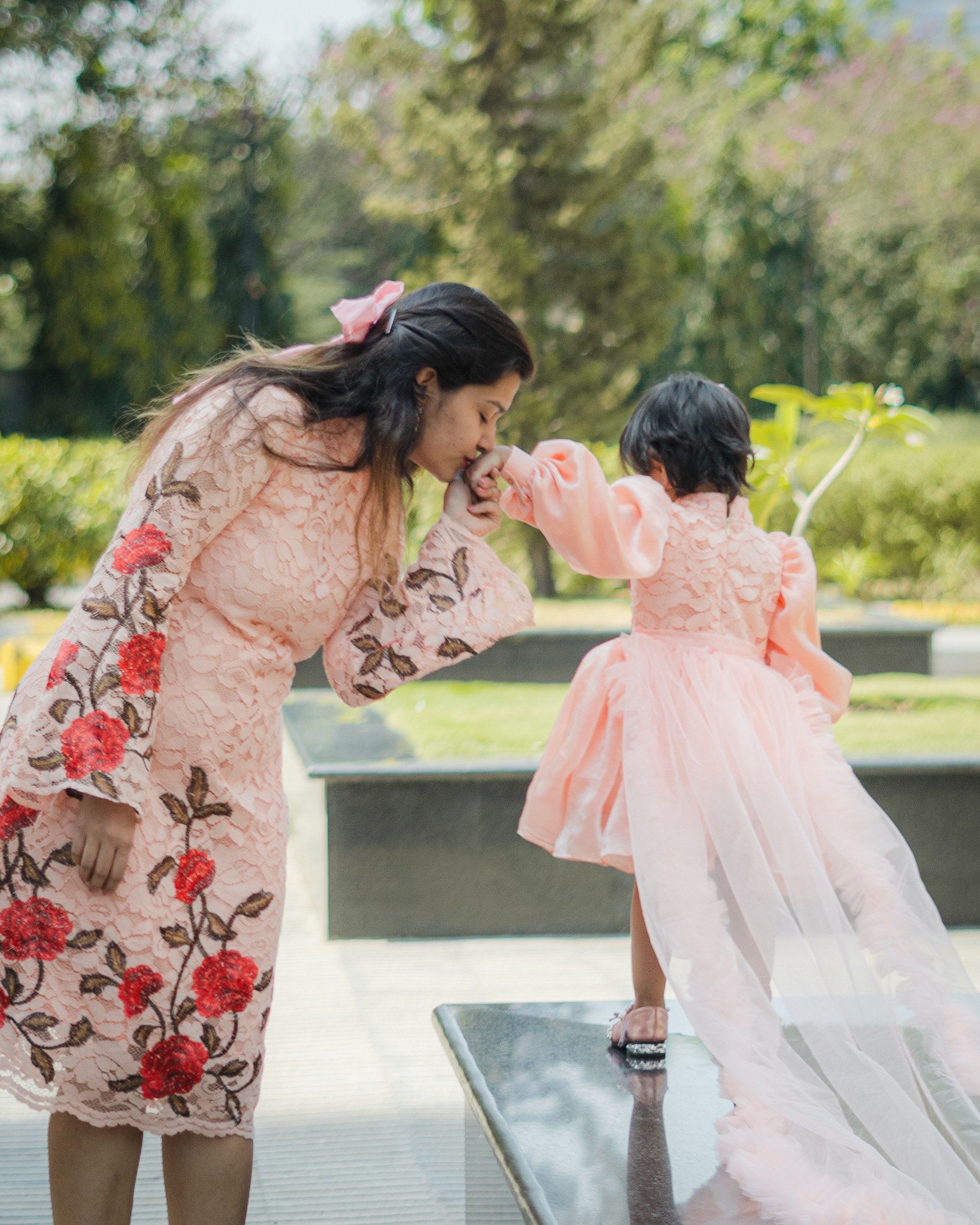 Lilac Whimsy Mother-Daughter Dress Set with Charming Rose Detail Lilac Whimsy Mother-Daughter Dress Set with Charming Rose Detail