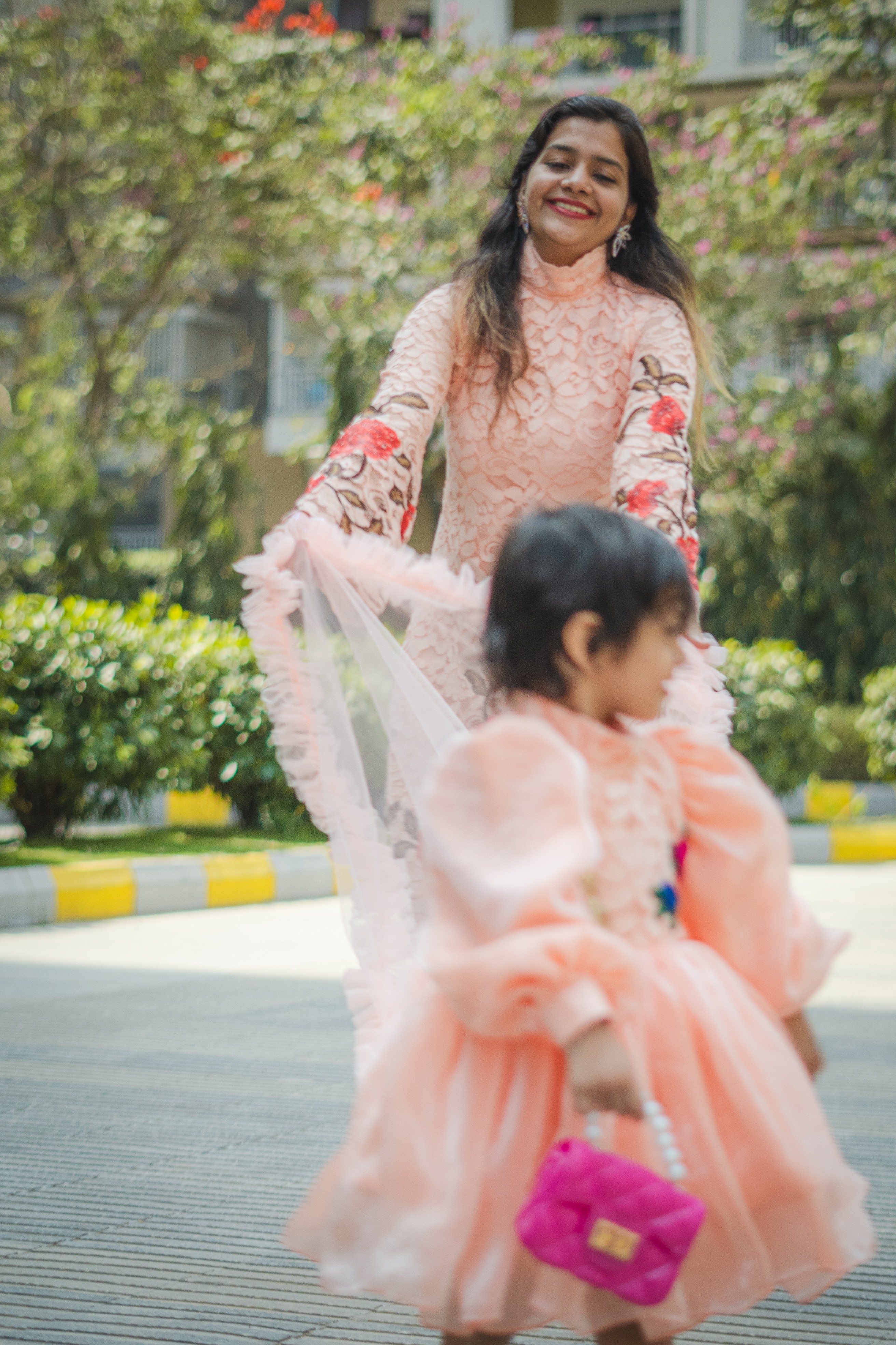 Lilac Whimsy Mother-Daughter Dress Set with Charming Rose Detail Lilac Whimsy Mother-Daughter Dress Set with Charming Rose Detail