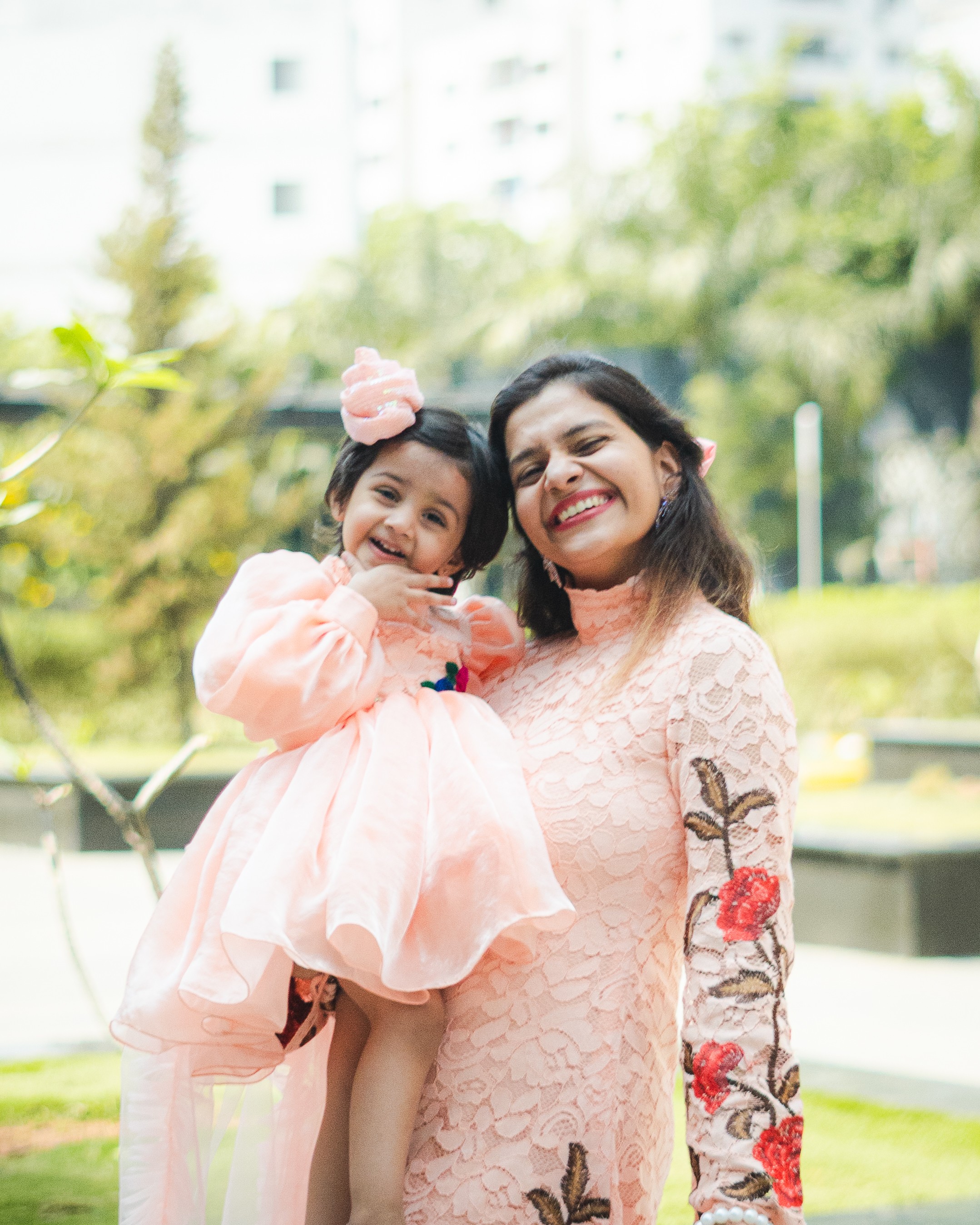 Lilac Whimsy Mother-Daughter Dress Set with Charming Rose Detail Lilac Whimsy Mother-Daughter Dress Set with Charming Rose Detail