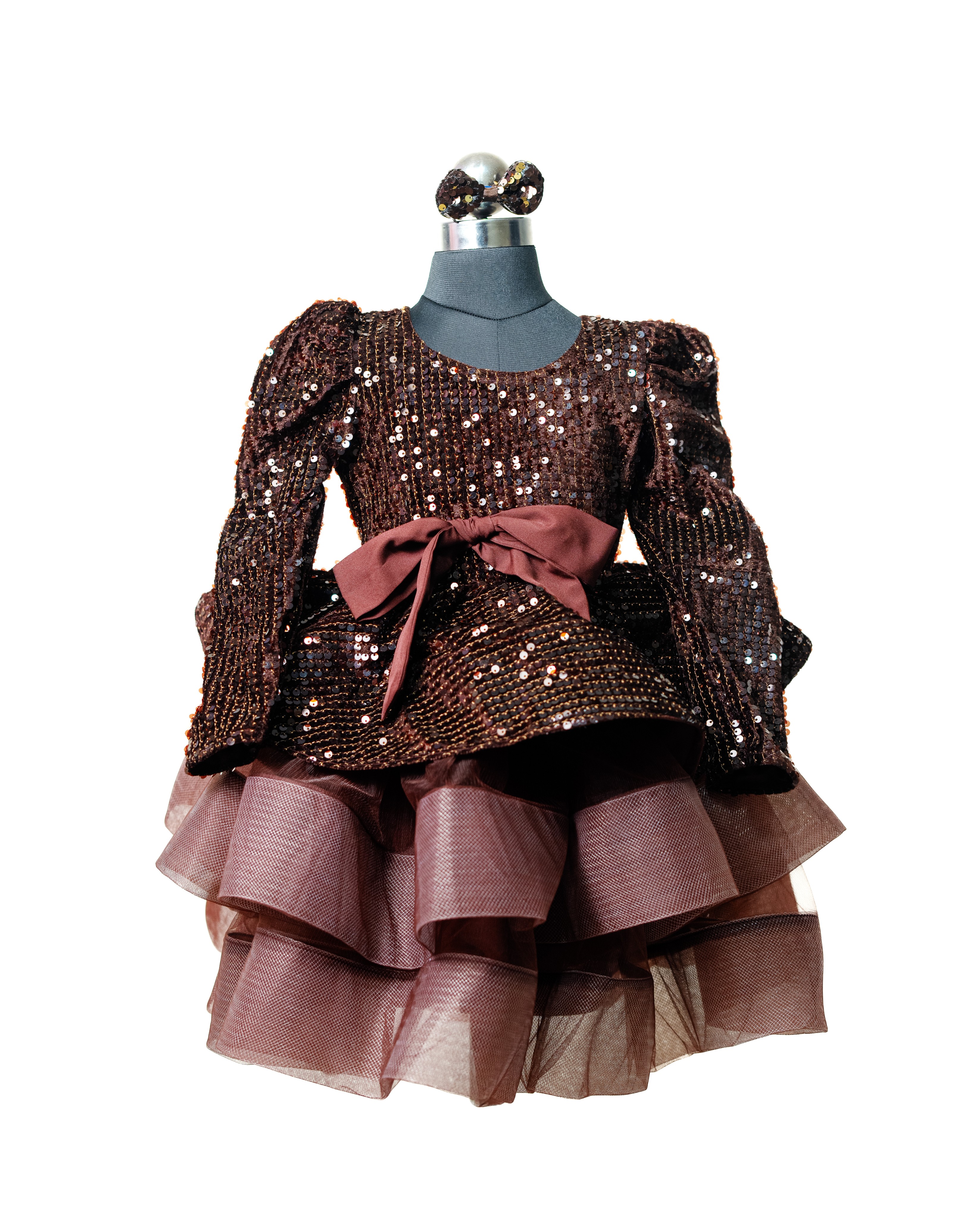 Glamorous Chocolate Sequin Layered Party Dress Glamorous Chocolate Sequin Layered Party Dress
