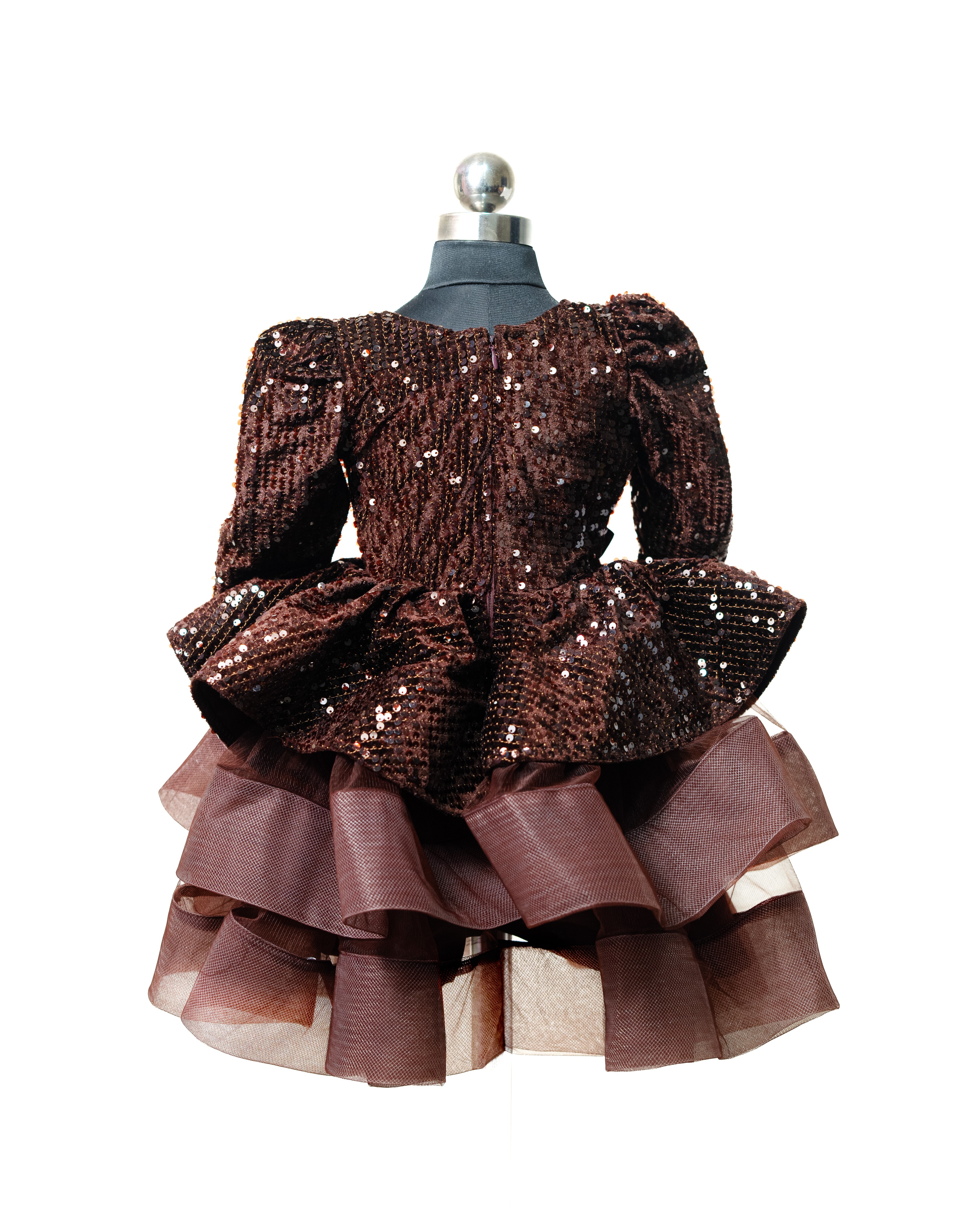 Glamorous Chocolate Sequin Layered Party Dress Glamorous Chocolate Sequin Layered Party Dress