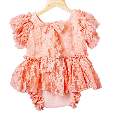 Coral Blossom Lace Romper Coral Blossom Lace Romper