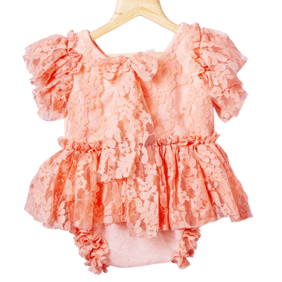 Coral Blossom Lace Romper Coral Blossom Lace Romper