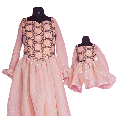 Elegant Lace Overlay Mother-Daughter Dress Set Elegant Lace Overlay Mother-Daughter Dress Set