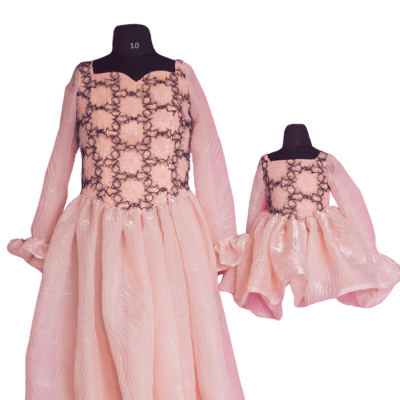 Elegant Lace Overlay Mother-Daughter Dress Set Elegant Lace Overlay Mother-Daughter Dress Set